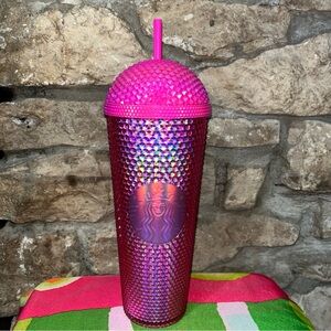 NWT STARBUCKS Pink Bling Studded Frappuccino Dome Tumbler 24oz 710ML 2025